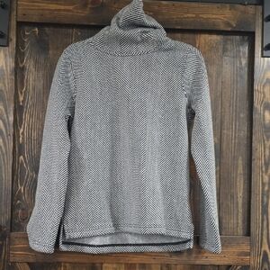 Cozy Black & White Herringbone Turtleneck Sweater J. Crew